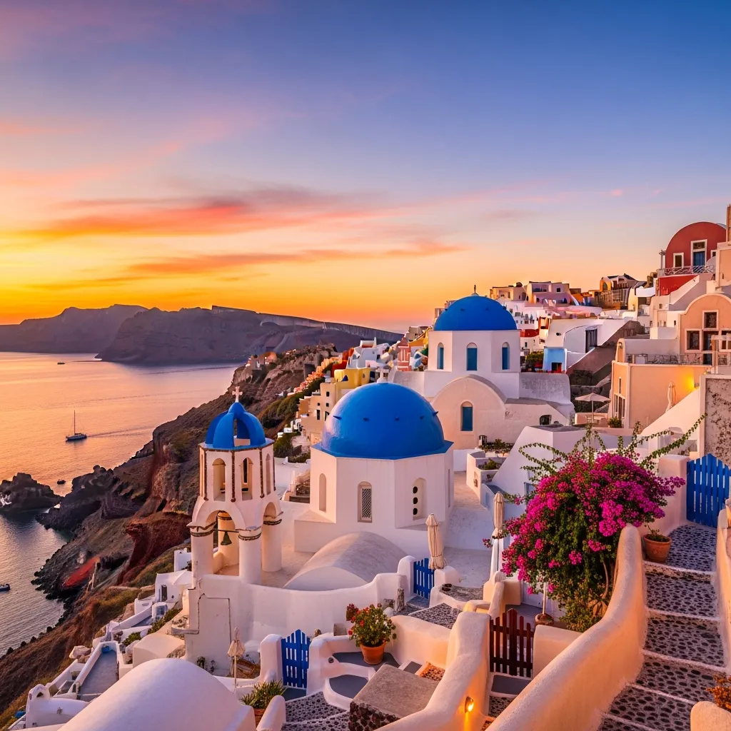 Sunset and Blue Domes